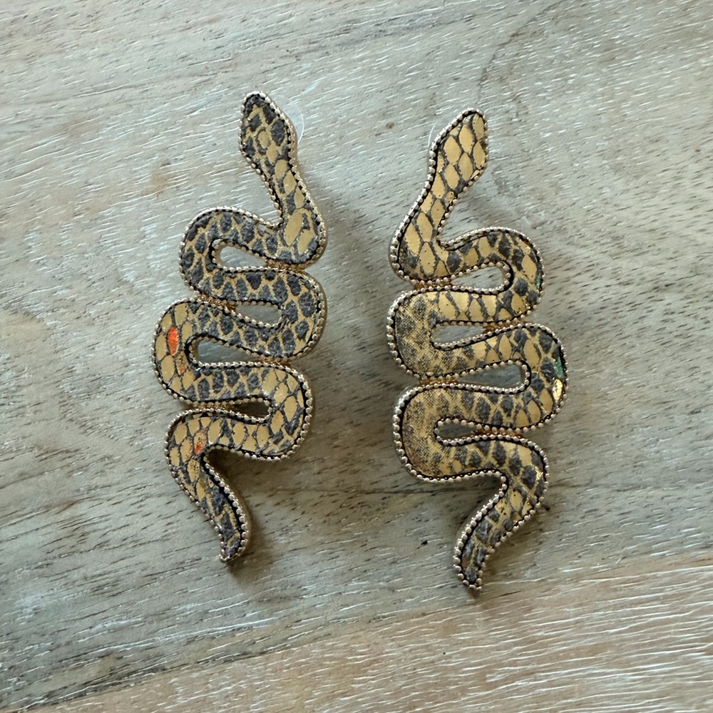 Vintage Gold Snake Earrings